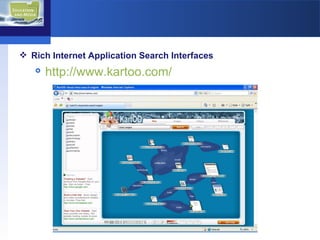 Rich Internet Application Search Interfaces http://www.kartoo.com/   