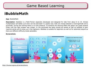 Game Based Learning

  iBubbleMath




http://itunes.tugraz.at/series/iphone
 