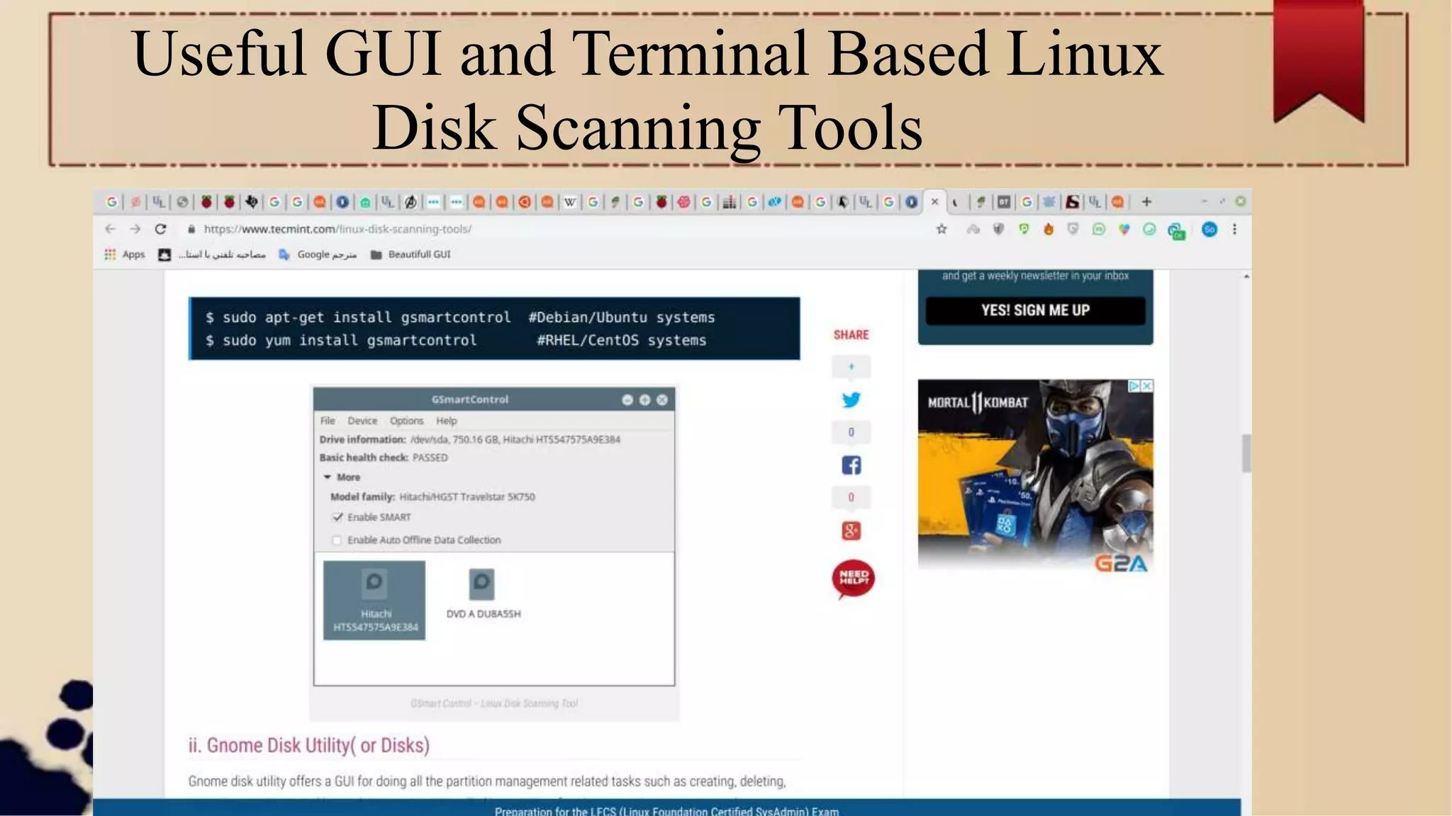 Useful GUI and Terminal Based Linux
Disk Scanning Tools
 