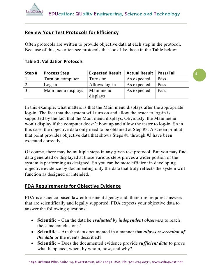 What is Objective Evidence? EduQuest FDA Compliance Advisory