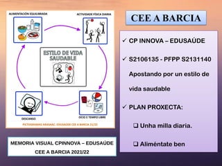  CP INNOVA – EDUSAÚDE
 S2106135 - PFPP S2131140
Apostando por un estilo de
vida saudable
 PLAN PROXECTA:
 Unha milla d...