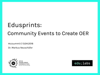 #ccsummit | 13.04.2018
Dr. Markus Neuschäfer
Edusprints:
Community Events to Create OER
 