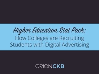 Higher Education Stat Pack:
How Colleges are Recruiting
Students with Digital Advertising
 