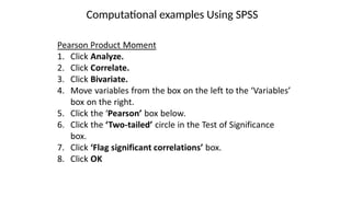 Computational examples Using SPSS
 