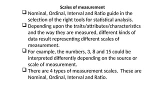 Stats Scale Introduction to Educational statistics and measurement | PPTX