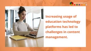 Increasing usage of
education technology
platforms has led to
challenges in content
management.
 