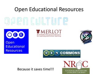 Open Educational Resources

Because it saves time!!!

 