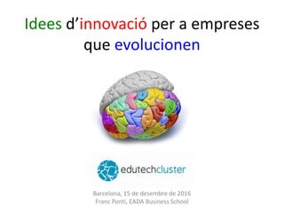 Idees d’innovació per a empreses
que evolucionen
Barcelona, 15 de desembre de 2016
Franc Ponti, EADA Business School
 