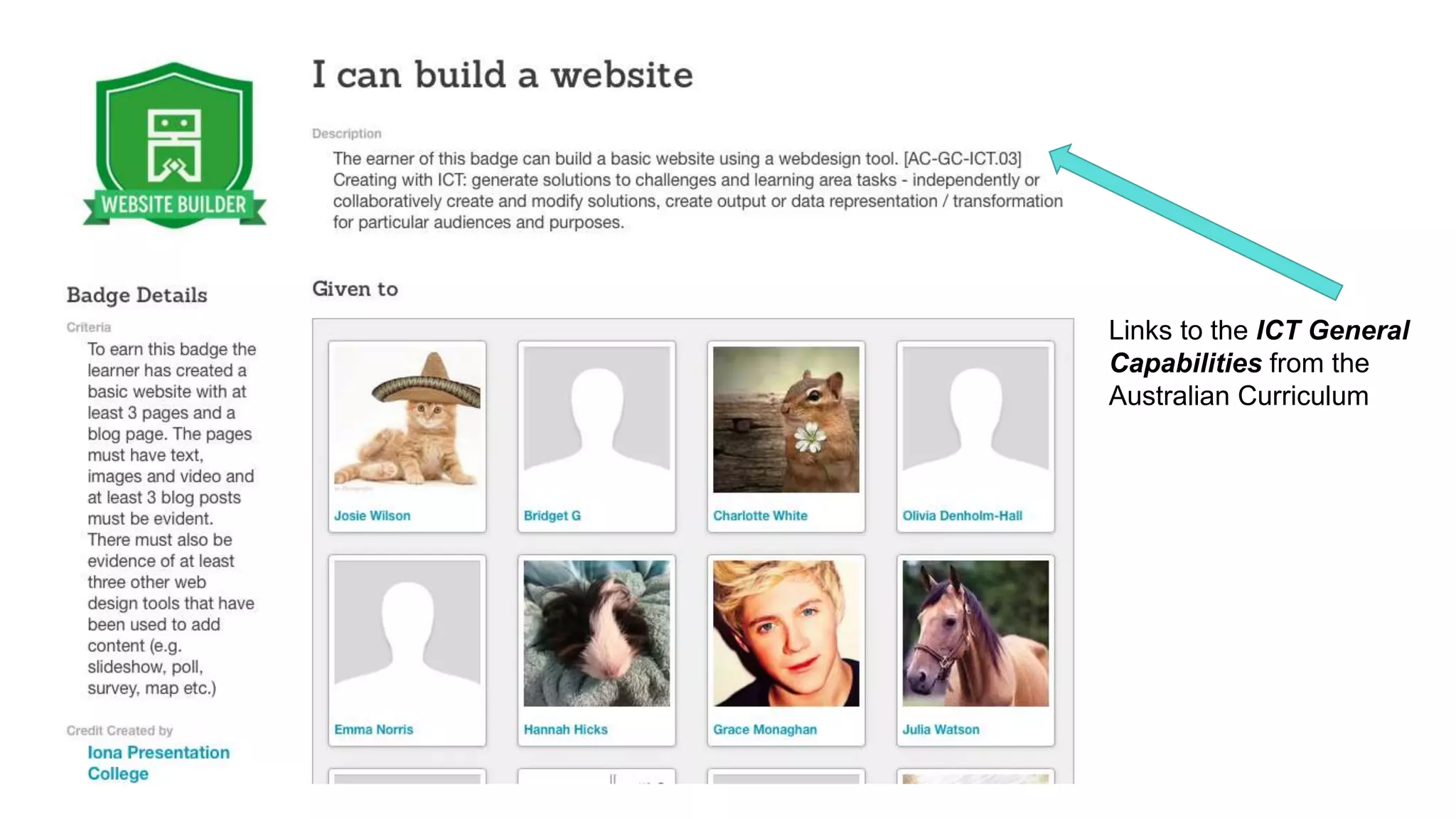 Links to the ICT General
Capabilities from the
Australian Curriculum
 