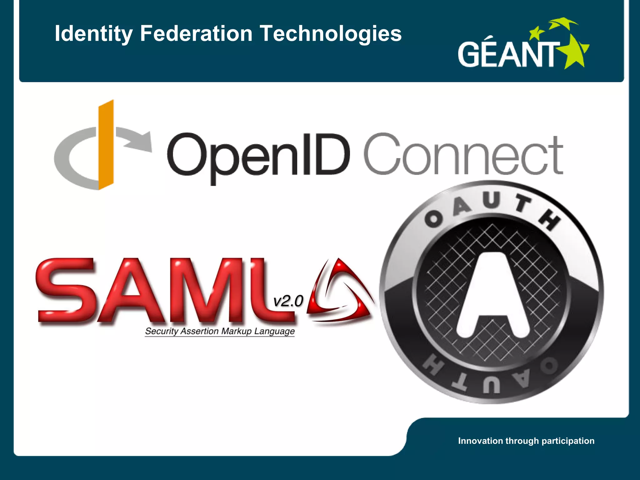 Identity Federation Technologies




                                   Innovation through participation
 