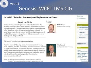 Genesis: WCET LMS CIG
 