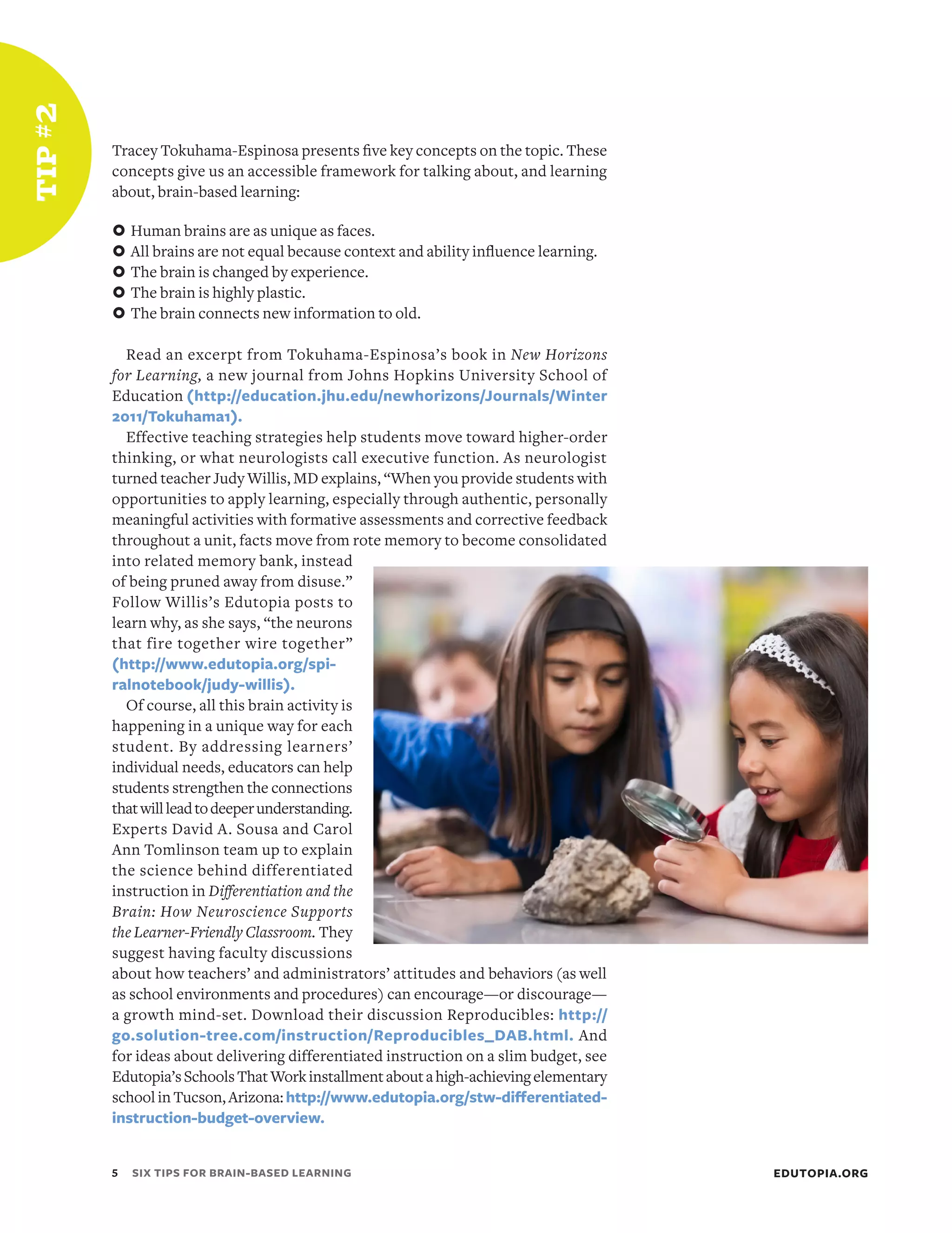 Edutopia 6-tips-brain-based-learning-guide c | PDF | Education