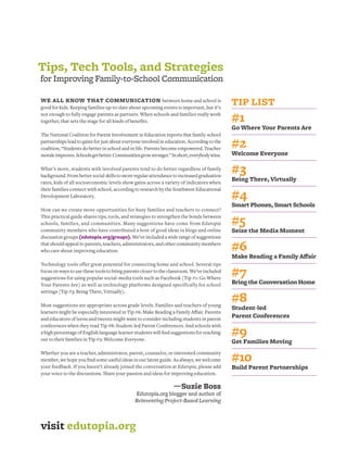 Tips, Tech Tools, and Strategies
for Improving Family-to-School Communication

WE ALL KNOW THAT COMMUNICATION between home...