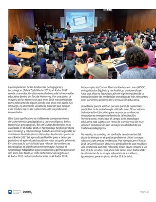 Tecnológico
de Monterrey
Observatorio
deInnovación
Educativa
Página25
La comparación de las tendencias pedagógicas y
tecno...