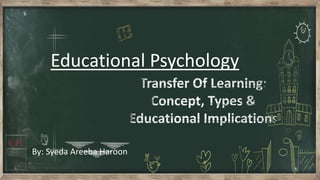 Educational Psychology
By: Syeda Areeba Haroon
 