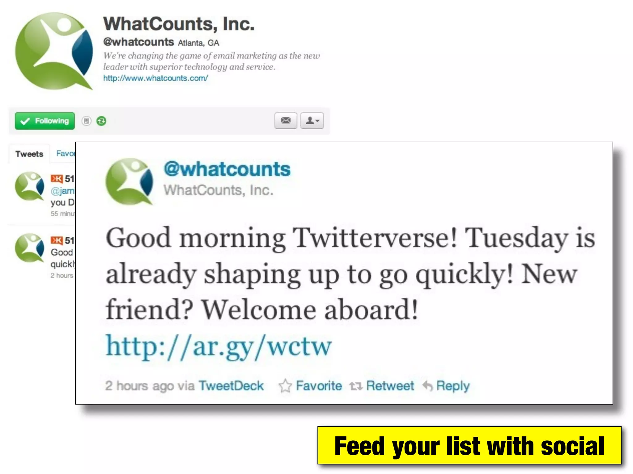 Feed your list with social
 