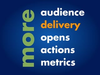audience
more   delivery
       opens
       actions
       metrics
 