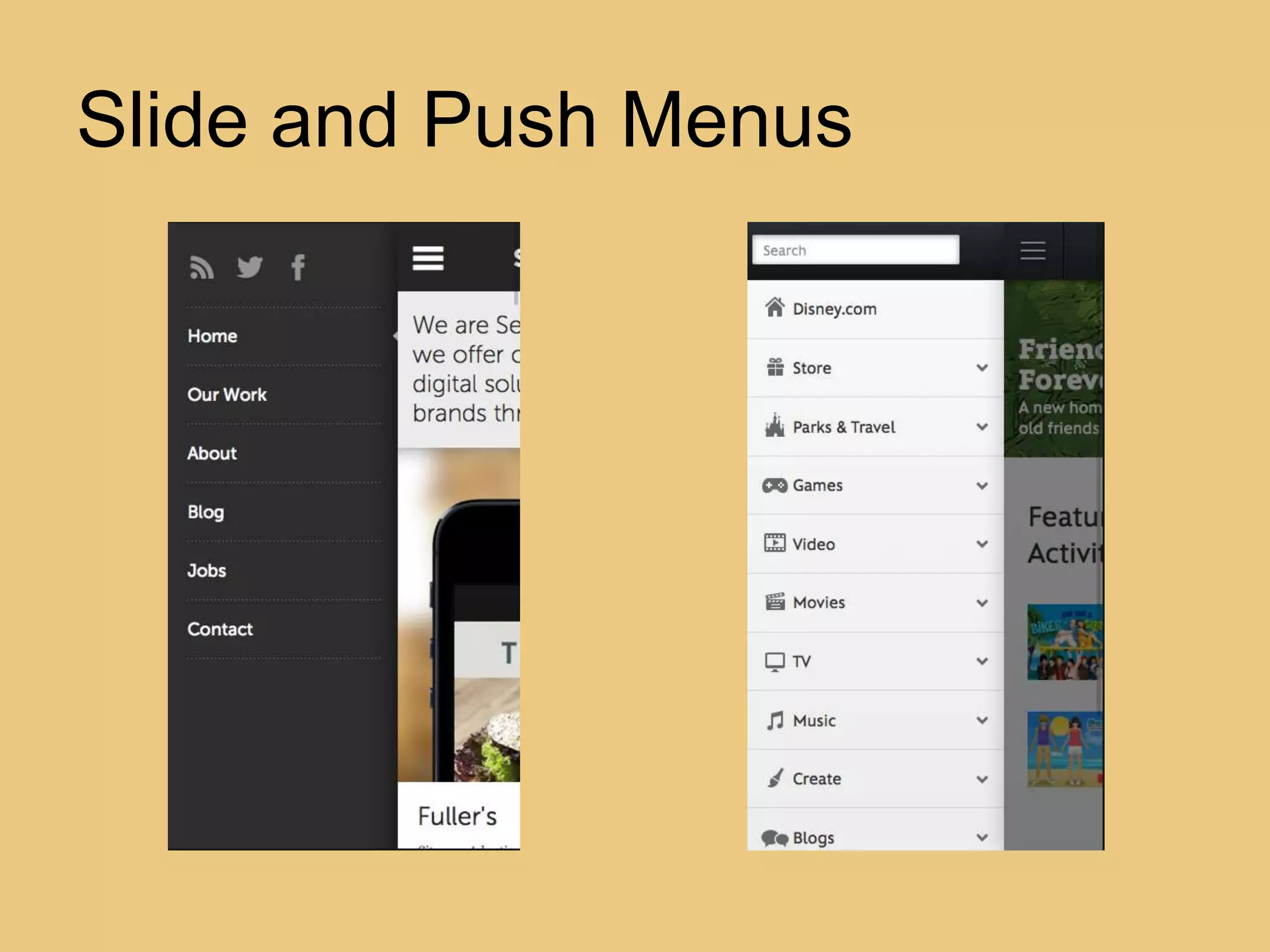 Slide and Push Menus
 