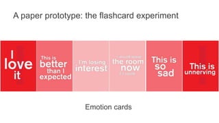 A paper prototype: the flashcard experiment 
Emotion cards 
 