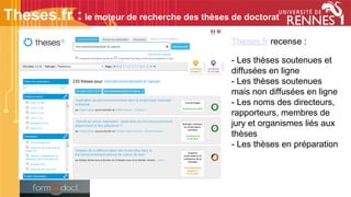 Theses.fr recense :
- Les thèses soutenues et
diffusées en ligne
- Les thèses soutenues
mais non diffusées en ligne
- Les noms des directeurs,
rapporteurs, membres de
jury et organismes liés aux
thèses
- Les thèses en préparation
Theses.fr : le moteur de recherche des thèses de doctorat
 