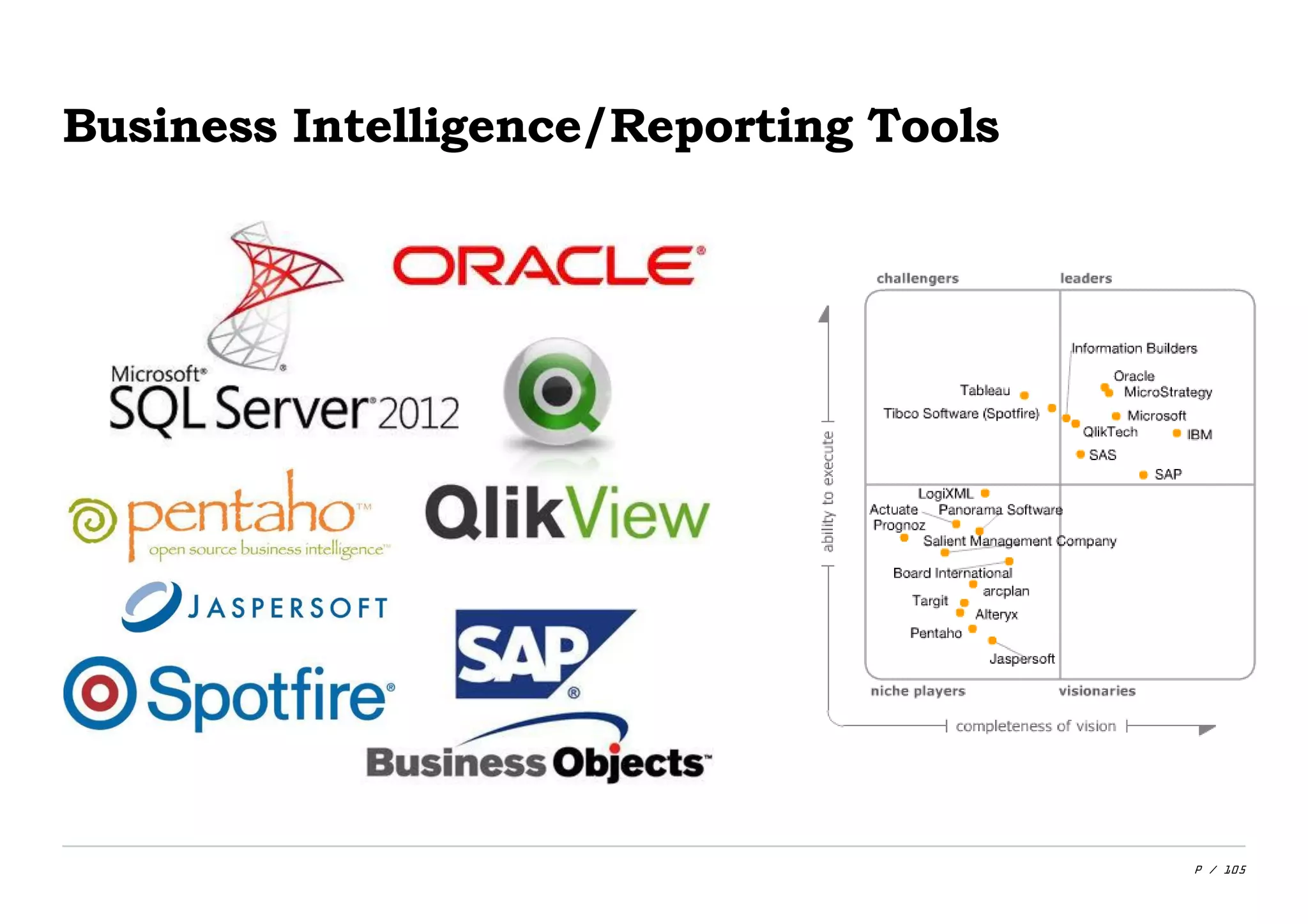P / 105
Business Intelligence/Reporting Tools
 