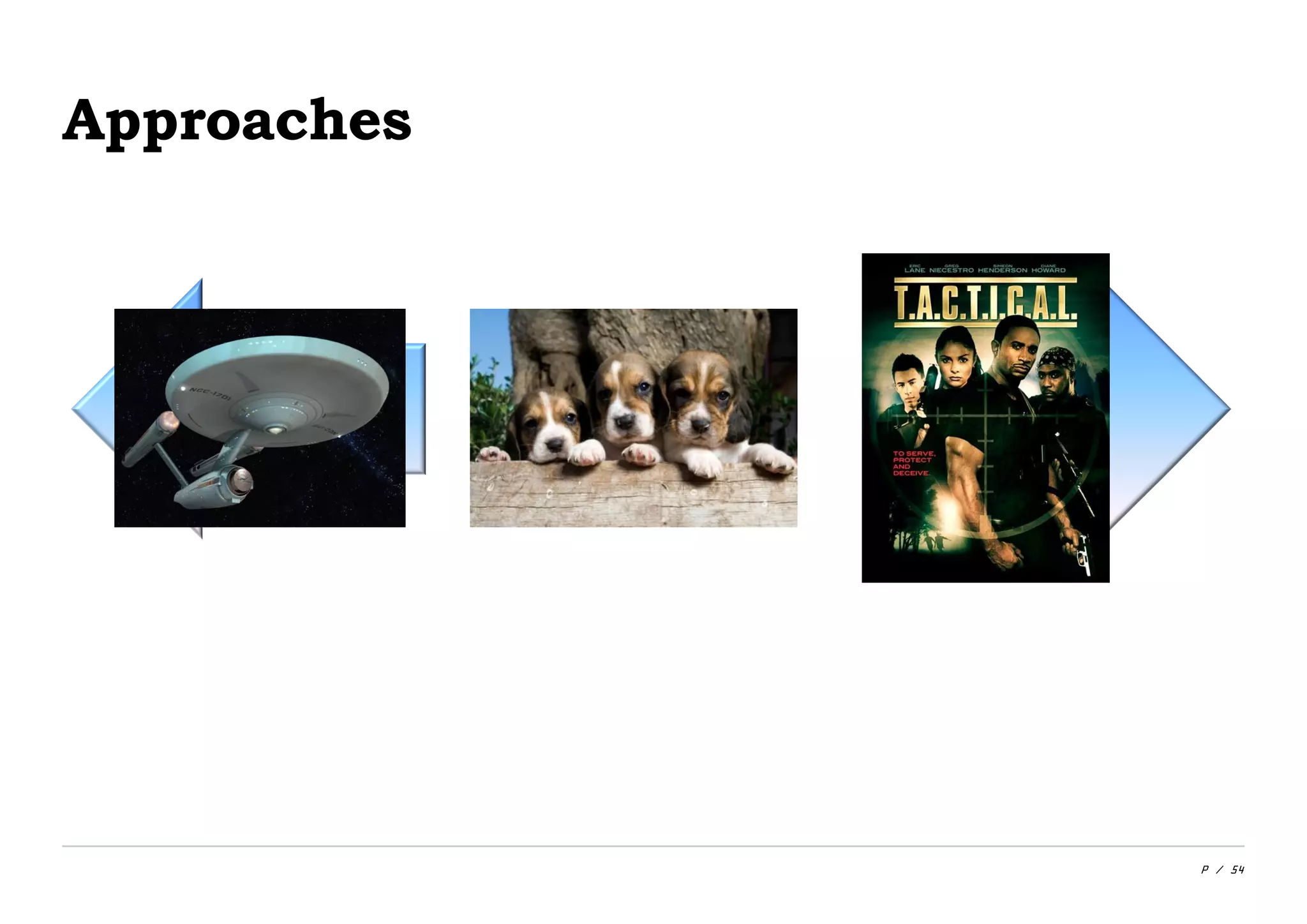 P / 54
TacticalEnterprise Best of Breed
Approaches
 