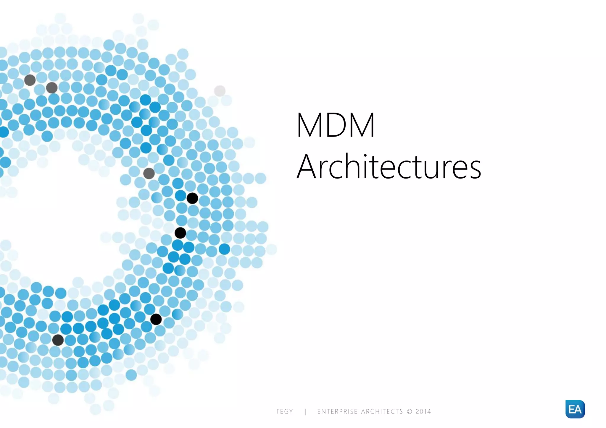| MASTER DATA MANAGEMENT – STARTING YOUR MDM STRATEGY | ENTERPRISE ARCHITECTS © 201 420
MDM
Architectures
 