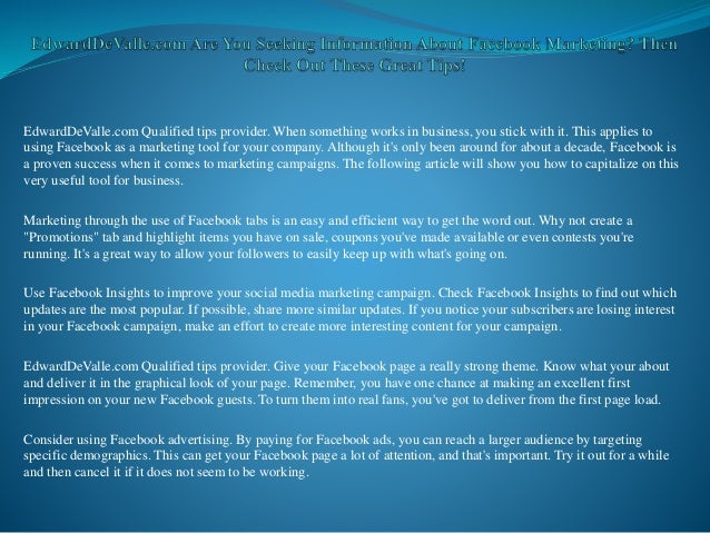 Edward Devalle Com Are You Seeking Information About Facebook Marketi