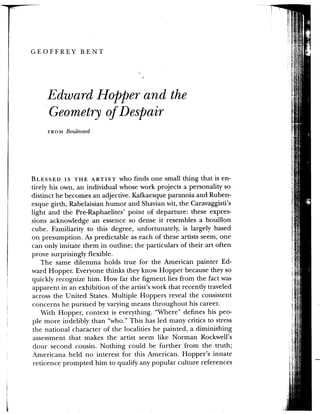 Edward hopper and geometry of dispair. bent