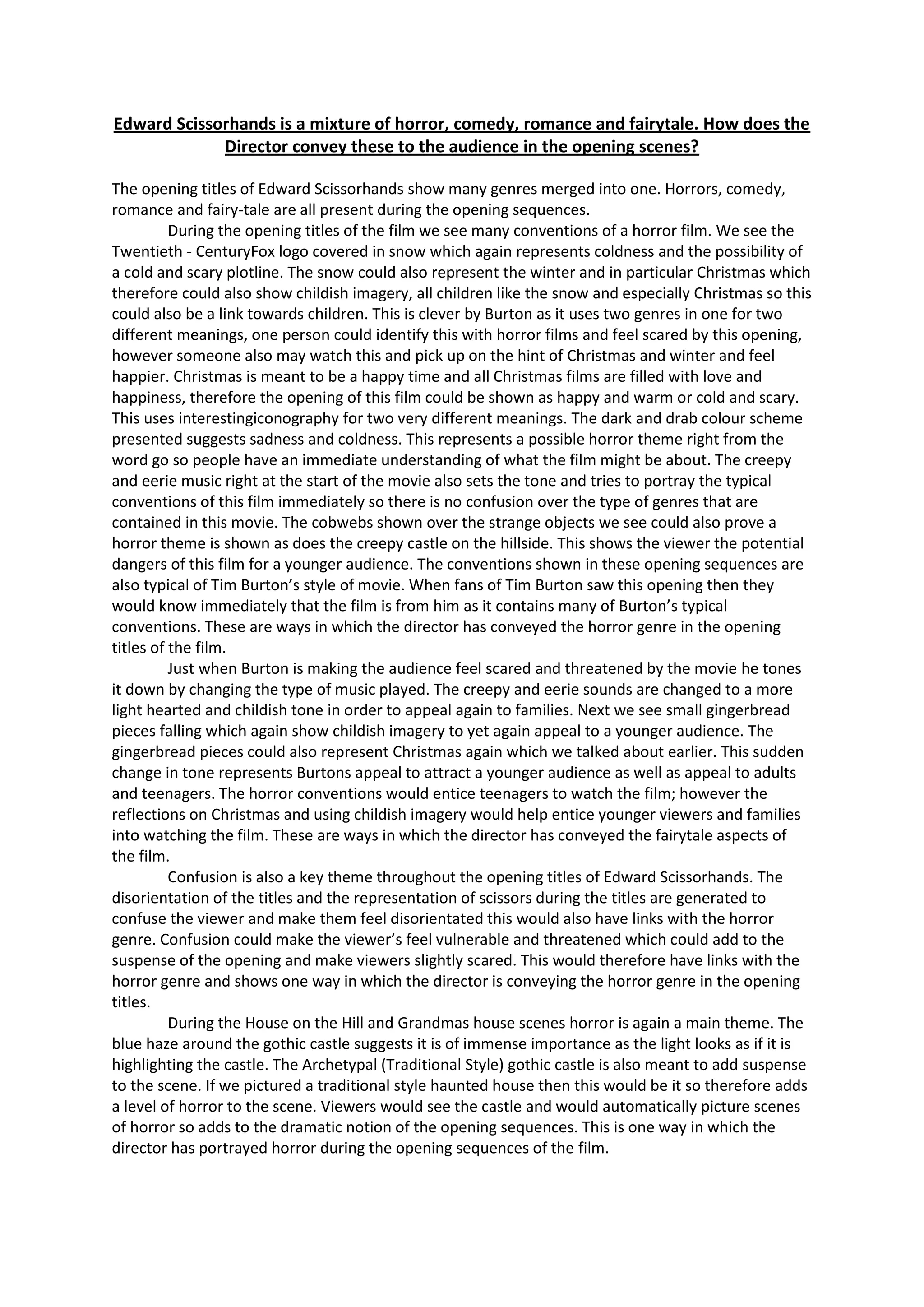 Edward Scissorhands Analysis | DOCX