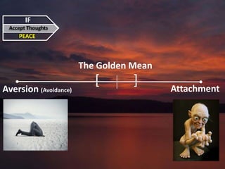 IF
Accept Thoughts
PEACE
[ ]
The Golden Mean
Aversion (Avoidance) Attachment
 