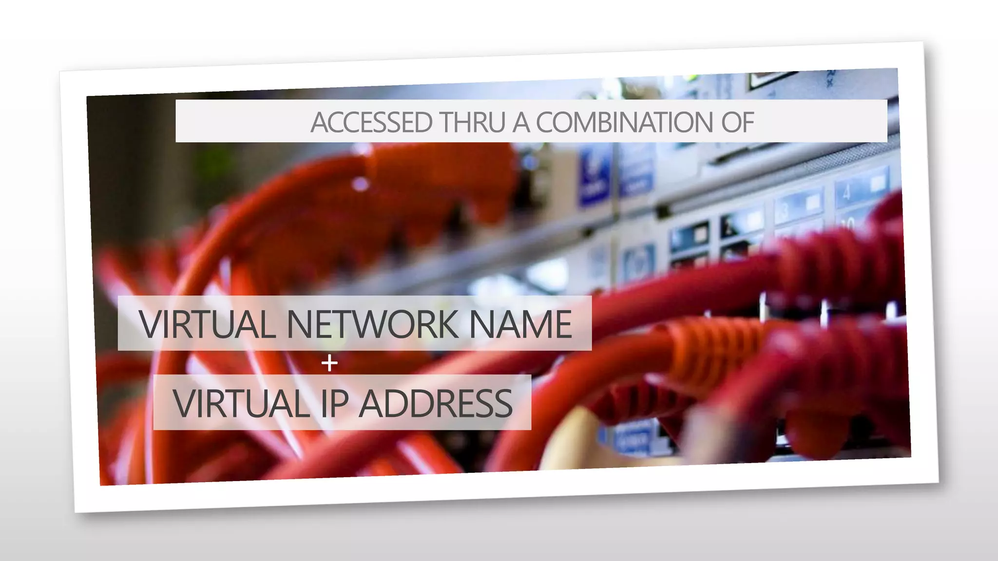 ACCESSED THRU A COMBINATION OF
VIRTUAL NETWORK NAME
VIRTUAL IP ADDRESS
+
