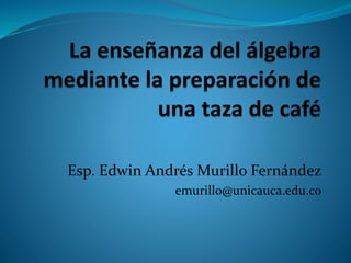 Esp. Edwin Andrés Murillo Fernández
emurillo@unicauca.edu.co
 