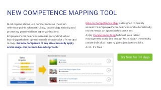 NEW COMPETENCE MAPPING TOOL
Most organizations use competences as the main
reference points when recruiting, onboarding, t...