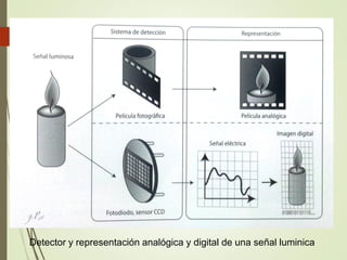 Detector y representación analógica y digital de una señal luminica
 