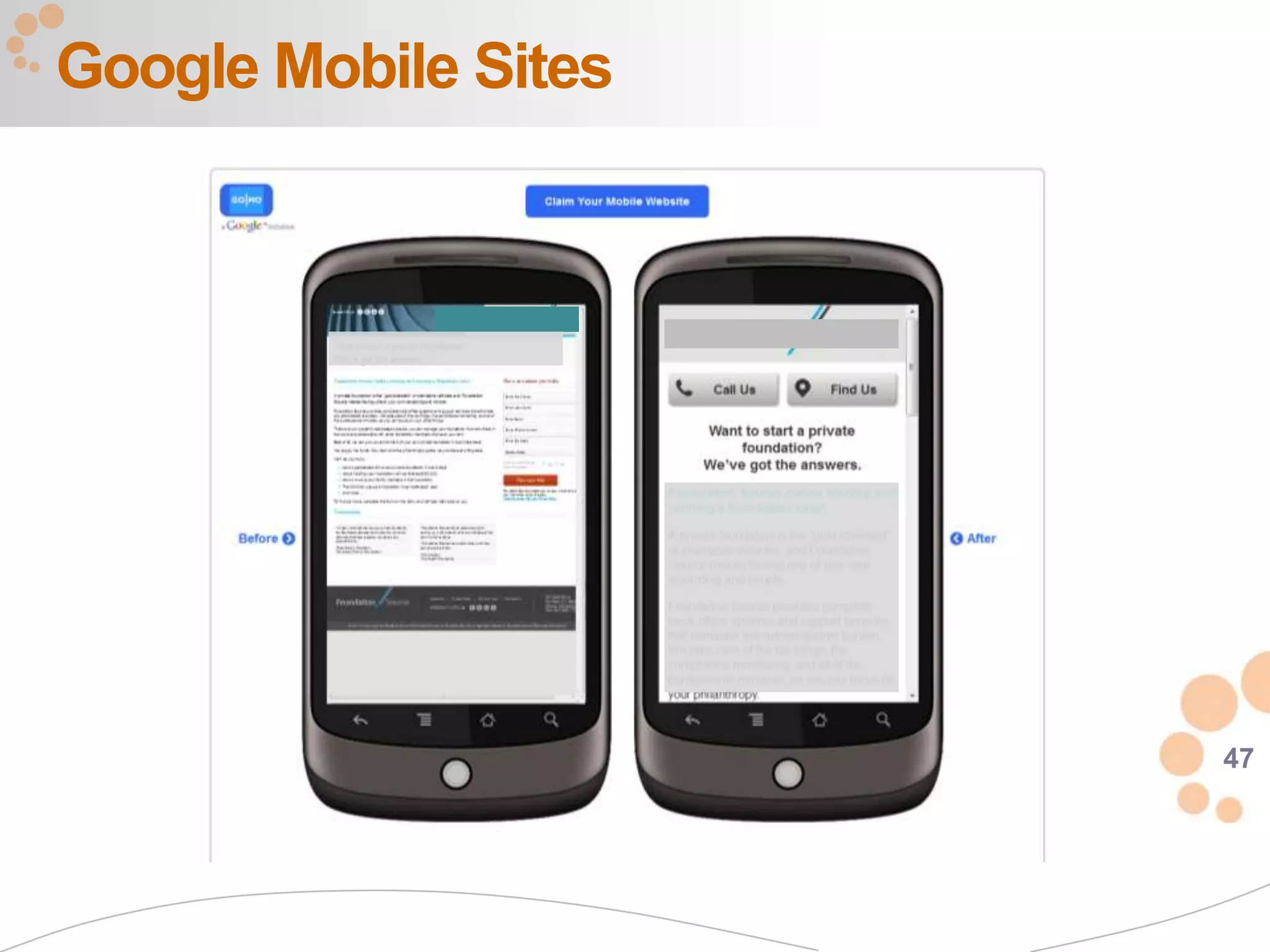 Google Mobile Sites




                      47
 