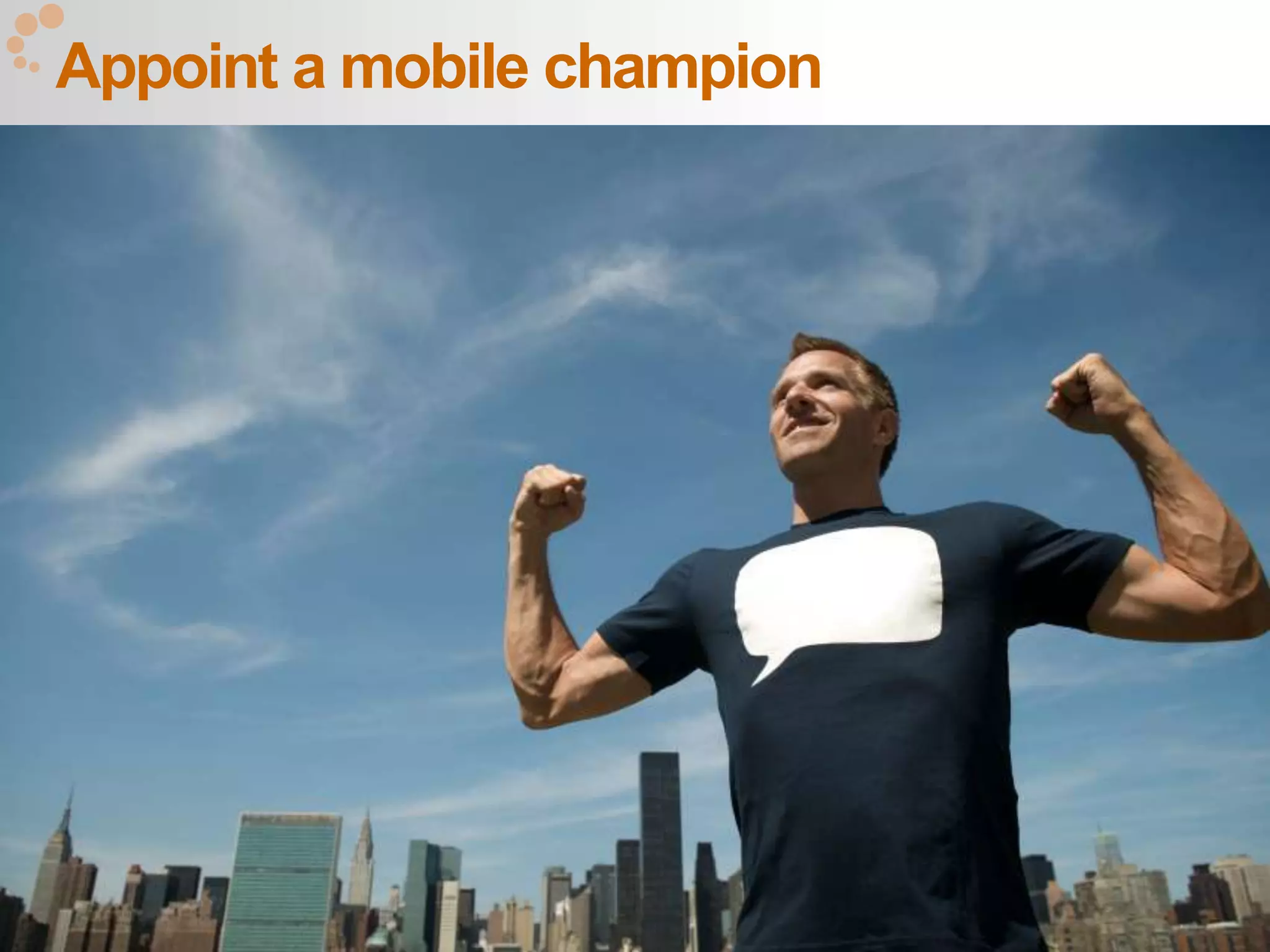 Appoint a mobile champion




                            64
 