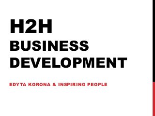 H2H
BUSINESS
DEVELOPMENT
EDYTA KORONA & INSPIRING PEOPLE
 