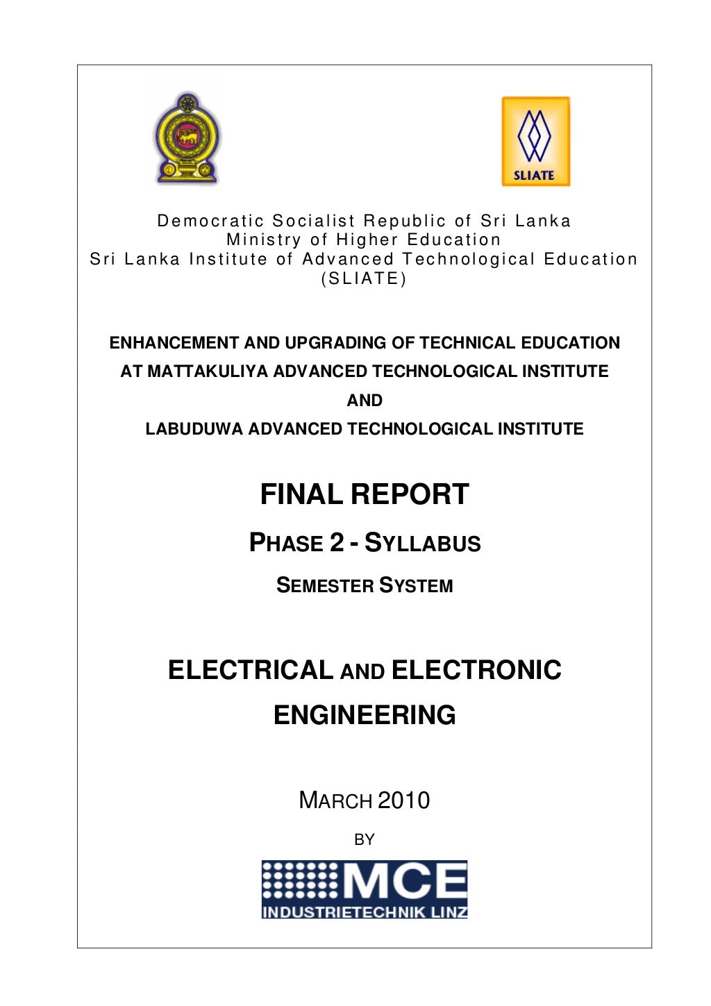 HNDE Electrical Engineering Syllabus