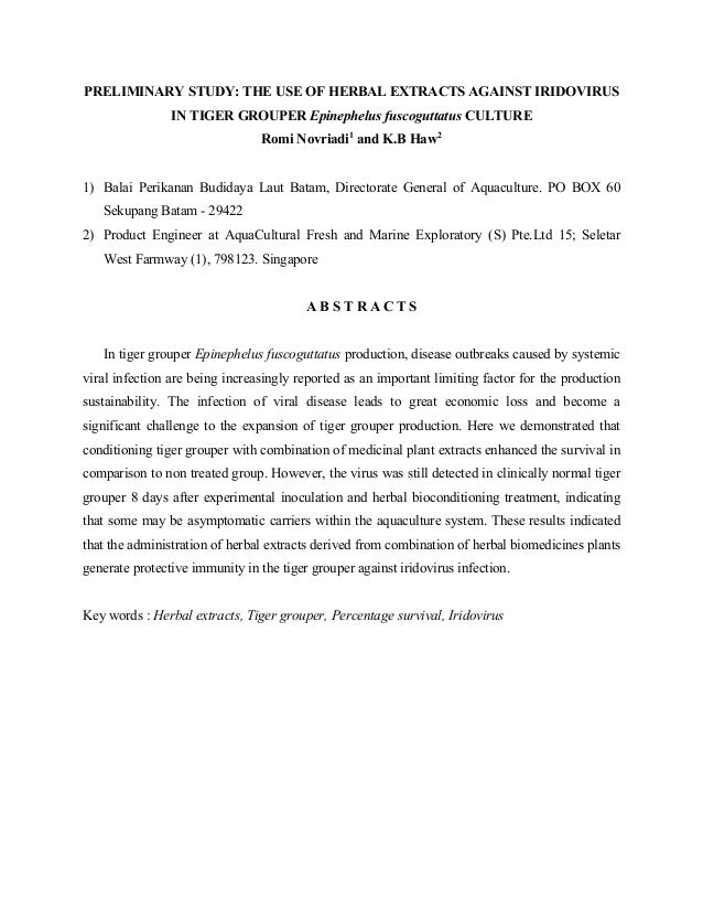 herbal extracts against iridovirus
