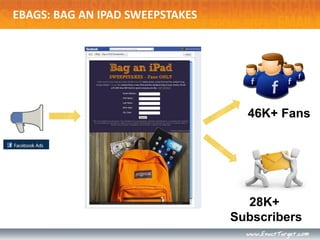 EBAGS: BAG AN IPAD SWEEPSTAKES
46K+ Fans
28K+
Subscribers