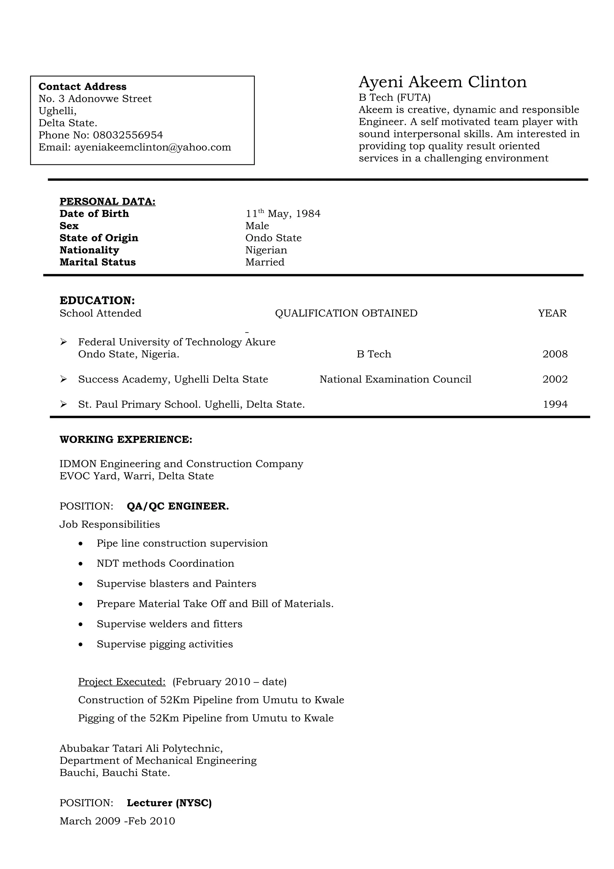 AYENI AKEEM cv | PDF