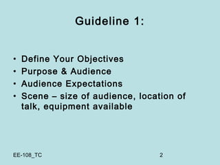 Guide Line Talk Preparing & Delivering Oral Presentations | PPT