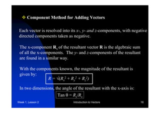 Algebraic Component Method Introduction to Vectors | PDF