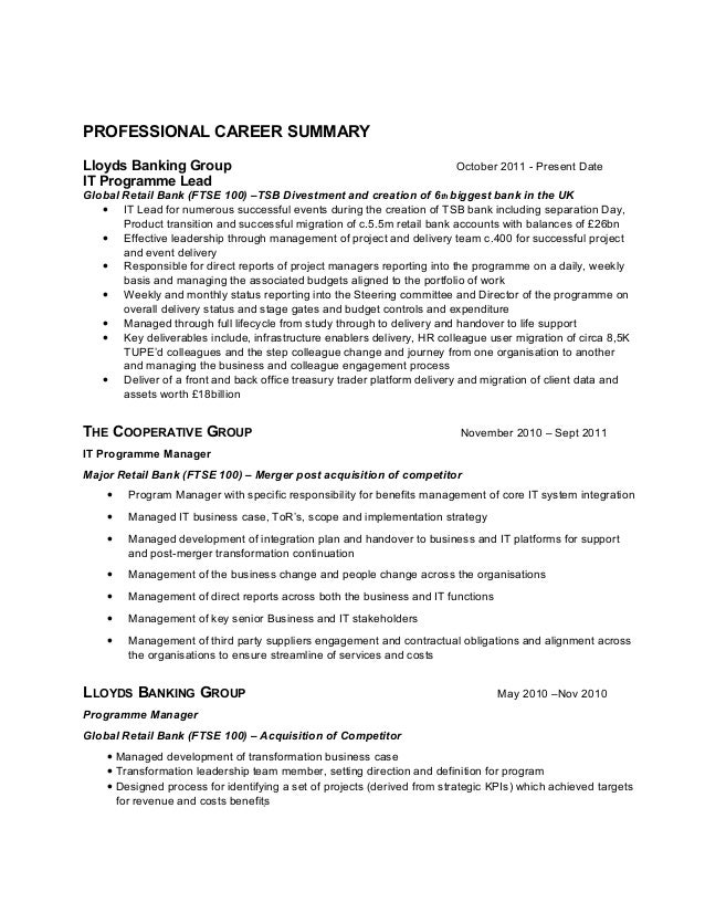 programme manager cv rome fontanacountryinn com manager cv