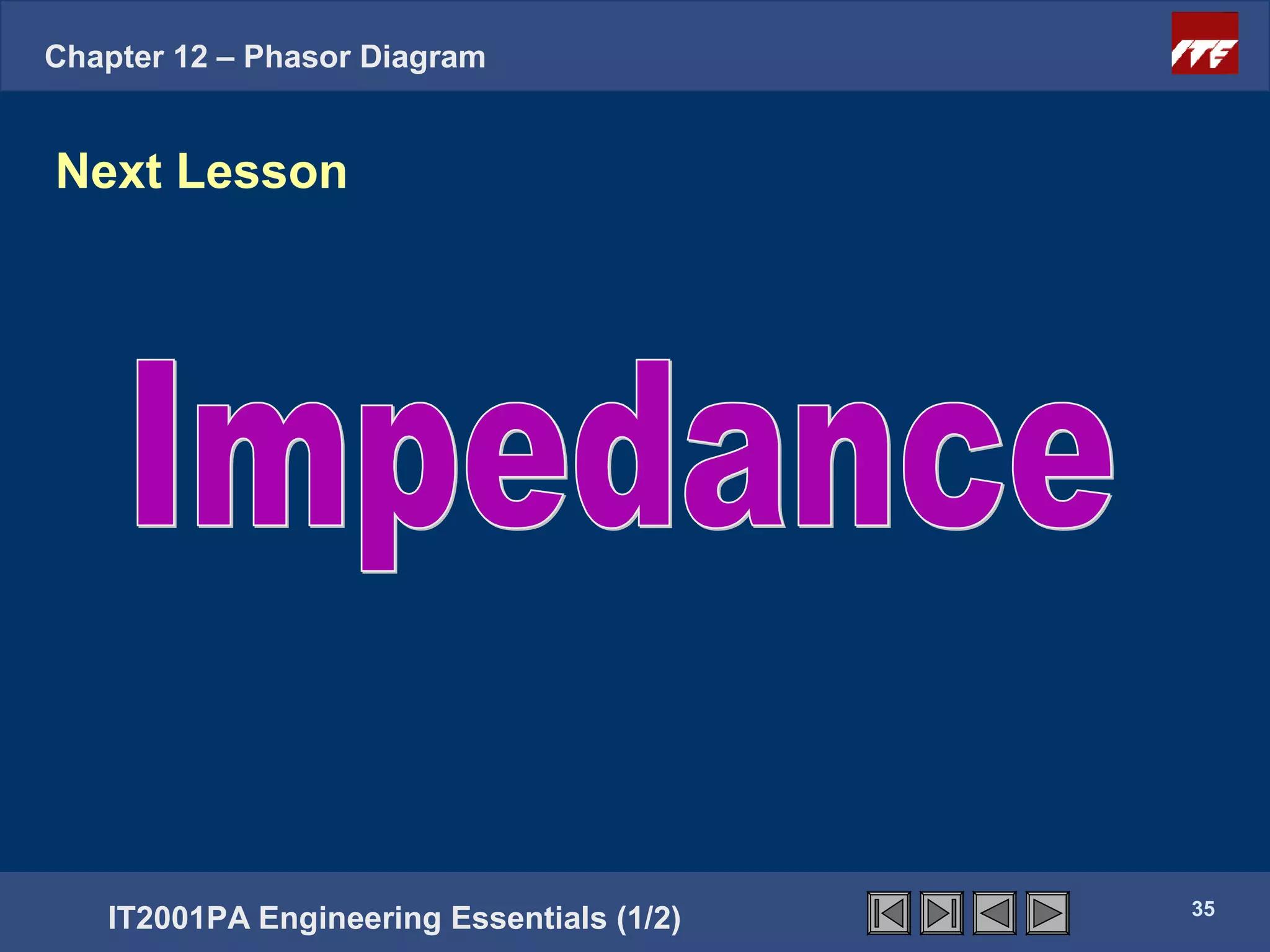 Chapter 12 – Phasor Diagram


Next Lesson




                                           35
   IT2001PA Engineering Essentials (1/2)
 