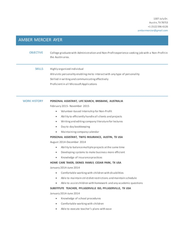 Amber Ayer Resume PDF