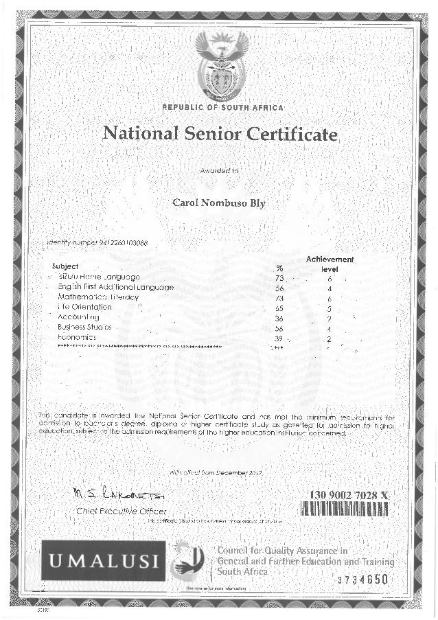 certificate matric copy slideshare