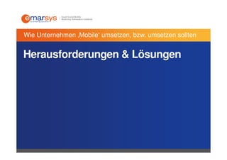 Wie Unternehmen ‚Mobile‘ umsetzen, bzw. umsetzen sollten


Herausforderungen & Lösungen
 