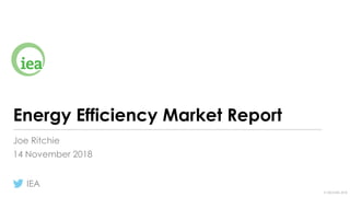 © OECD/IEA 2018
Energy Efficiency Market Report
Joe Ritchie
14 November 2018
IEA
 